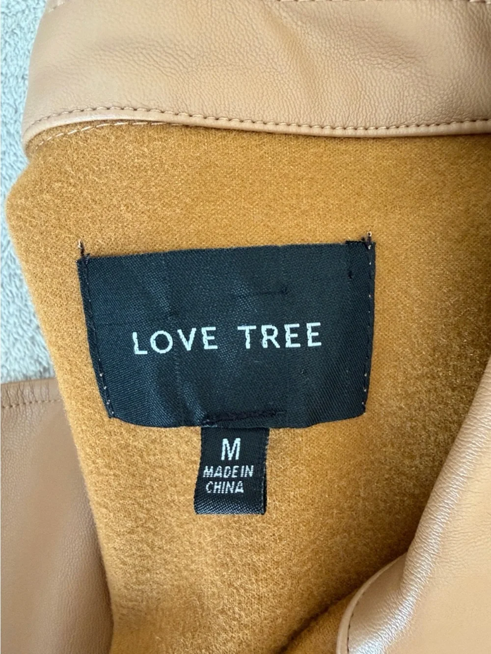 Love Tree Tan Faux Leather Shacket with Chest Pockets - Picture 2 of 3